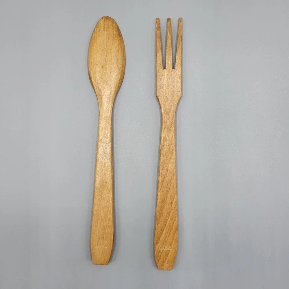 Made in Japan Wooden Spoon And Fork Set Solid Wood Utensils #2